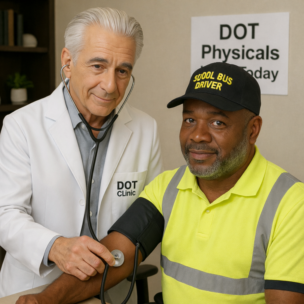 Dr. F providing on-site DOT physical service